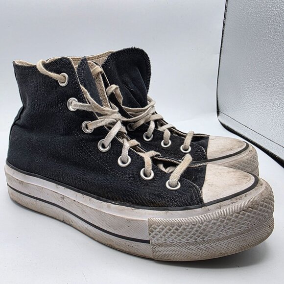 Converse Chuck Taylor Lift High Womens Size 7 Black Platform Shoes Casual Walkin - Picture 1 of 13